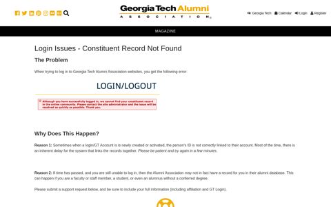 Login Issues - Constituent ... - Georgia Tech Alumni Association
