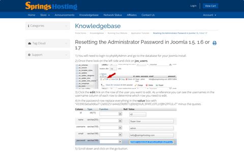 Resetting the Administrator Password in Joomla 1.5, 1.6 or 1.7 ...