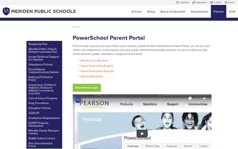 Meriden Public Schools PowerSchool Parent Portal