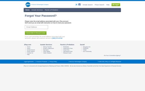 Forgot Password - JPay