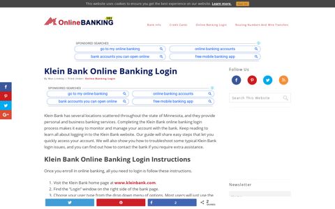 Klein Bank Online Banking Login | OnlineBanking101.com