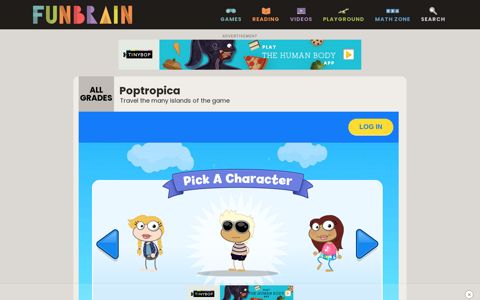 Poptropica - a game on Funbrain