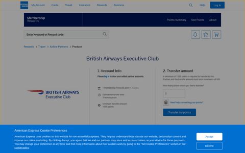 British Airways Executive Club - Transfer Points Membership ...