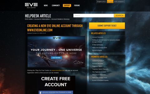 Creating a New EVE Online Account Through www.eveonline ...