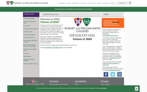 Orientation Login for New Students - Hobart and William Smith ...