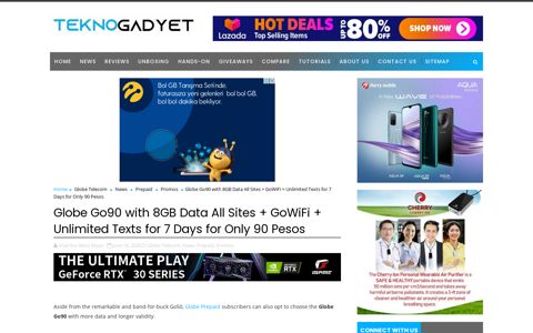 Globe Go90 with 8GB Data All Sites + GoWiFi + Unlimited ...