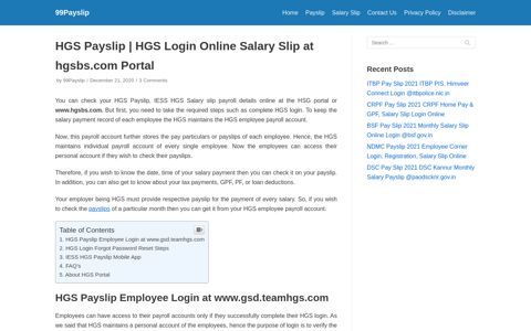 HGS Login - Online Payslip, Salary Slip at hgsbs.com Portal