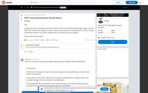 ESET Cloud Administrator Portal down? : msp - Reddit