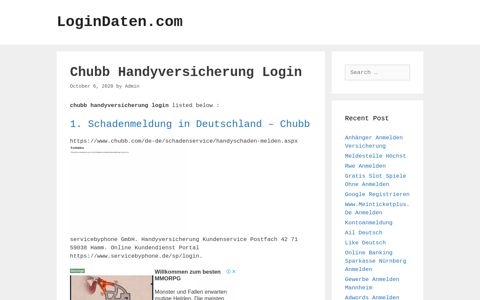 Chubb Handyversicherung Login - LoginDaten.com