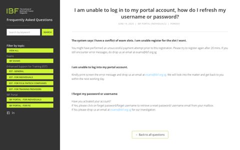 I am unable to log in to my portal account, how do I refresh my ...