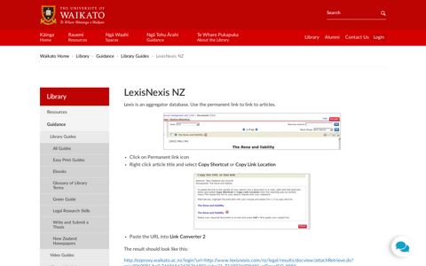 LexisNexis NZ - The Library: University of Waikato