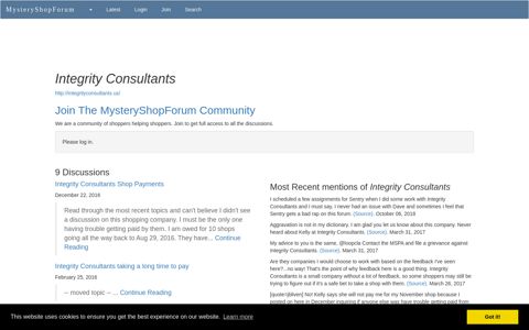 Integrity Consultants - Mystery Shopping Forum