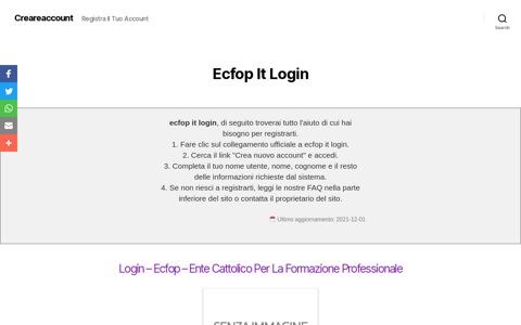 ▷ Ecfop It Login - Creareaccount