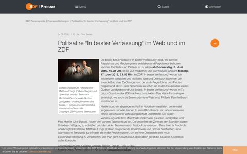 Politsatire "In bester Verfassung" im Web und im ZDF: ZDF ...