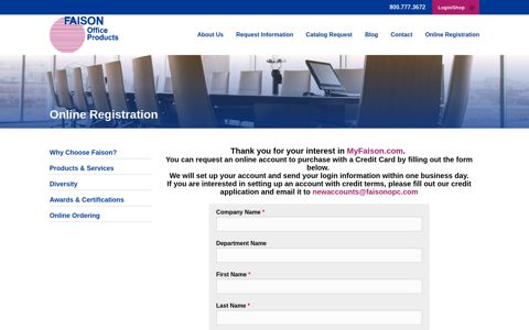 Online Registration | Faison Office Products