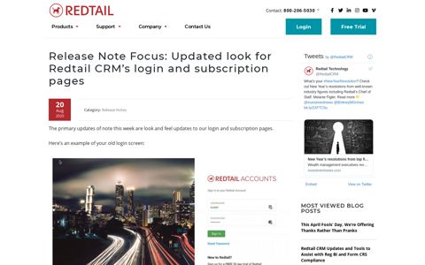 Release Note Focus: Updated look for Redtail CRM's login ...