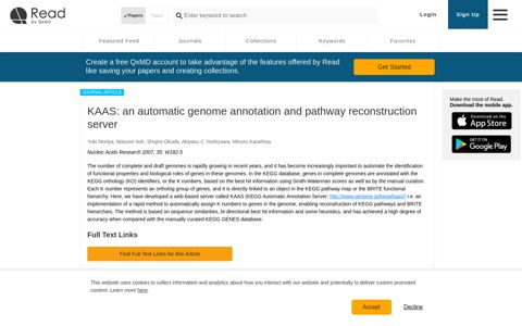 KAAS: an automatic genome annotation and pathway reconstruction ...