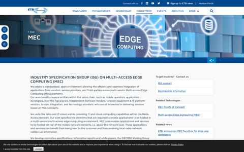 Our group on Multi-access Edge Computing (MEC) - ETSI