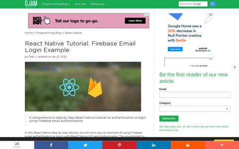 React Native Tutorial: Firebase Email Login Example
