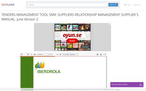 TENDERS MANAGEMENT TOOL SRM: SUPPLIERS ...