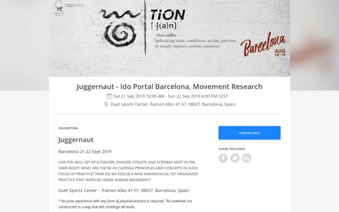 Buy tickets Juggernaut Ido Portal Barcelona for Juggernaut ...