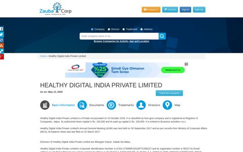Healthy Digital India Private Limited - Zauba Corp