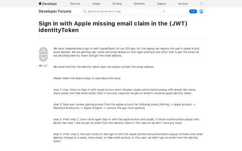 Sign in with Apple missing email c… | Apple Developer Forums