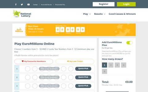 Play Euromillions Online | Irish National Lottery