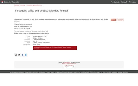 Introducing Office 365 email & calendars for staff - Events ...