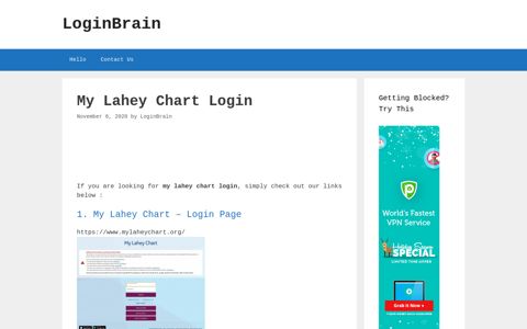 My Lahey Chart - Login Page - LoginBrain