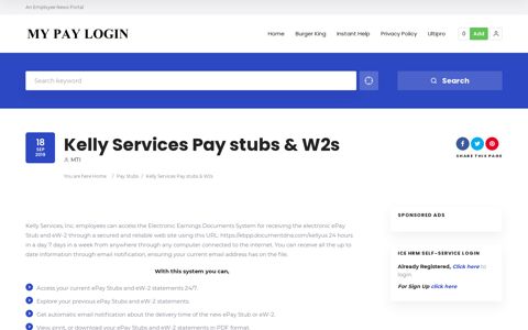 Kelly Services Pay stubs & W2s | MY PAY LOGIN