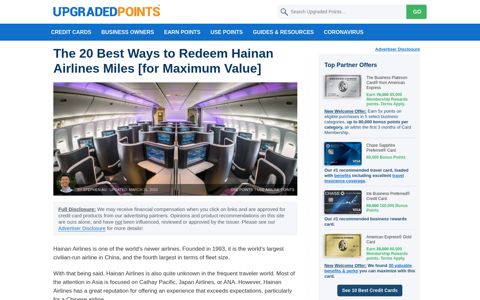 The 20 Best Ways to Redeem Hainan Airlines Miles [For Max ...