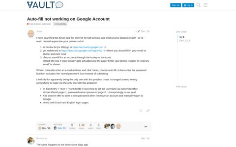 Auto-fill not working on Google Account - Kee browser ...