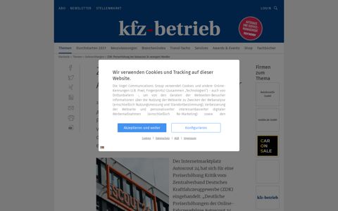 ZDK: Preiserhöhung bei Autoscout 24 verärgert Händler
