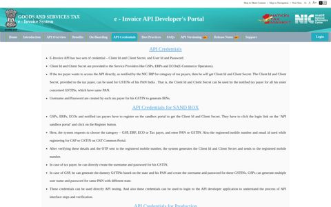 API Credentials - e-Invoice API Developer's Portal