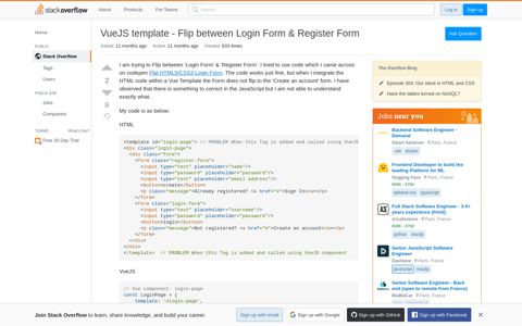 VueJS template - Flip between Login Form & Register Form ...