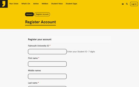 Register your account - Current Students- Falmouth University