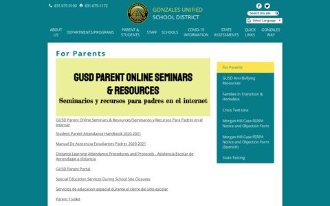 For Parents – For Parents – Gonzales Unified School District