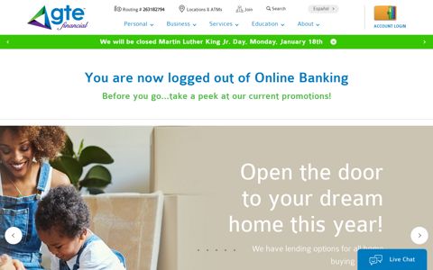 Online Banking Logout | GTE Financial