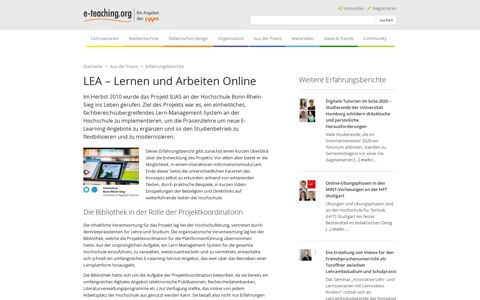 LEA – Lernen und Arbeiten Online — e-teaching.org