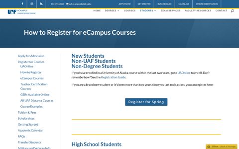 How to Register for UAF eCampus Courses