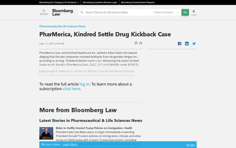 PharMerica, Kindred Settle Drug Kickback Case