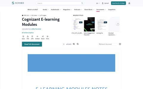 Cognizant E-learning Modules | Html | Html Element - Scribd