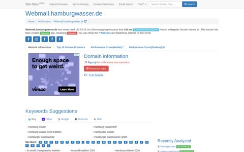 Webmail.hamburgwasser.de - Site-Stats .ORG