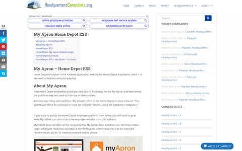 Home Depot ESS - My Apron Login | Home Depot Schedule