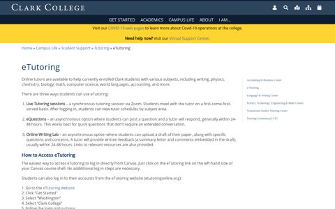 eTutoring - Clark College