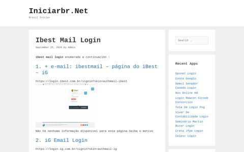 Ibest Mail Login - Iniciarbr.Net