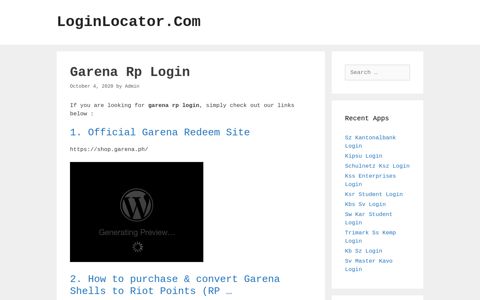 Garena Rp Login - LoginLocator.Com