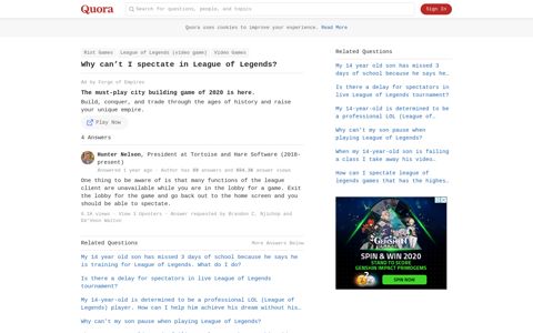 Why can't I spectate in League of Legends? - Quora