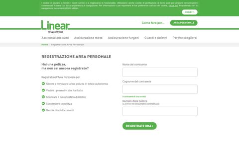 Registrazione all'Area personale Linear